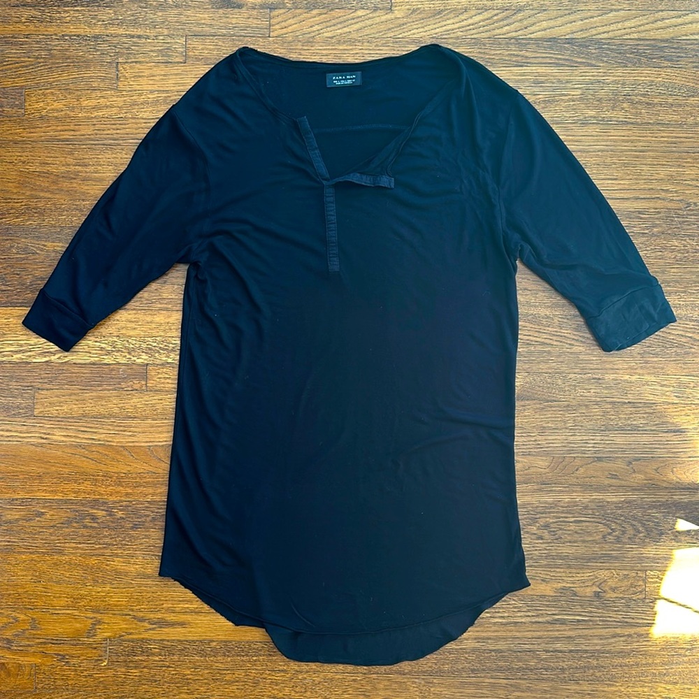 Zara Black Short Sleeve Tee Soft Knit Crew Neck